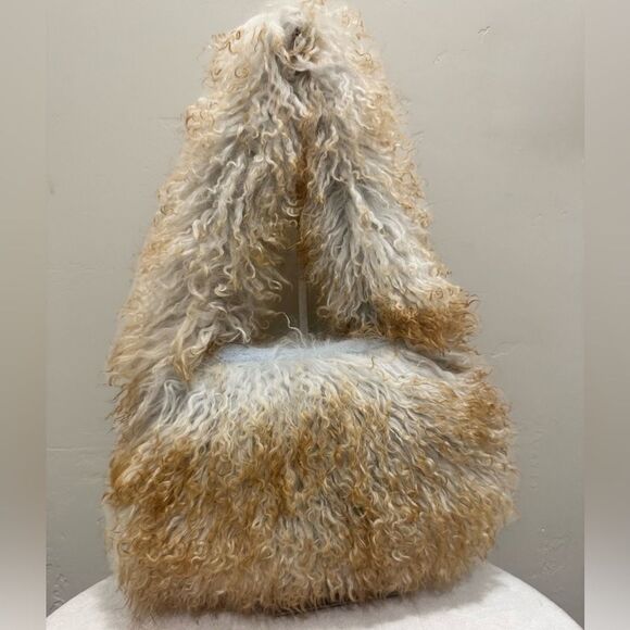 2 Tone Real Mongolian Lamb Fur Handmade Shoulder Bag, Real Shearling Crossbody - Picture 3 of 16